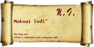 Maksai Ivó névjegykártya